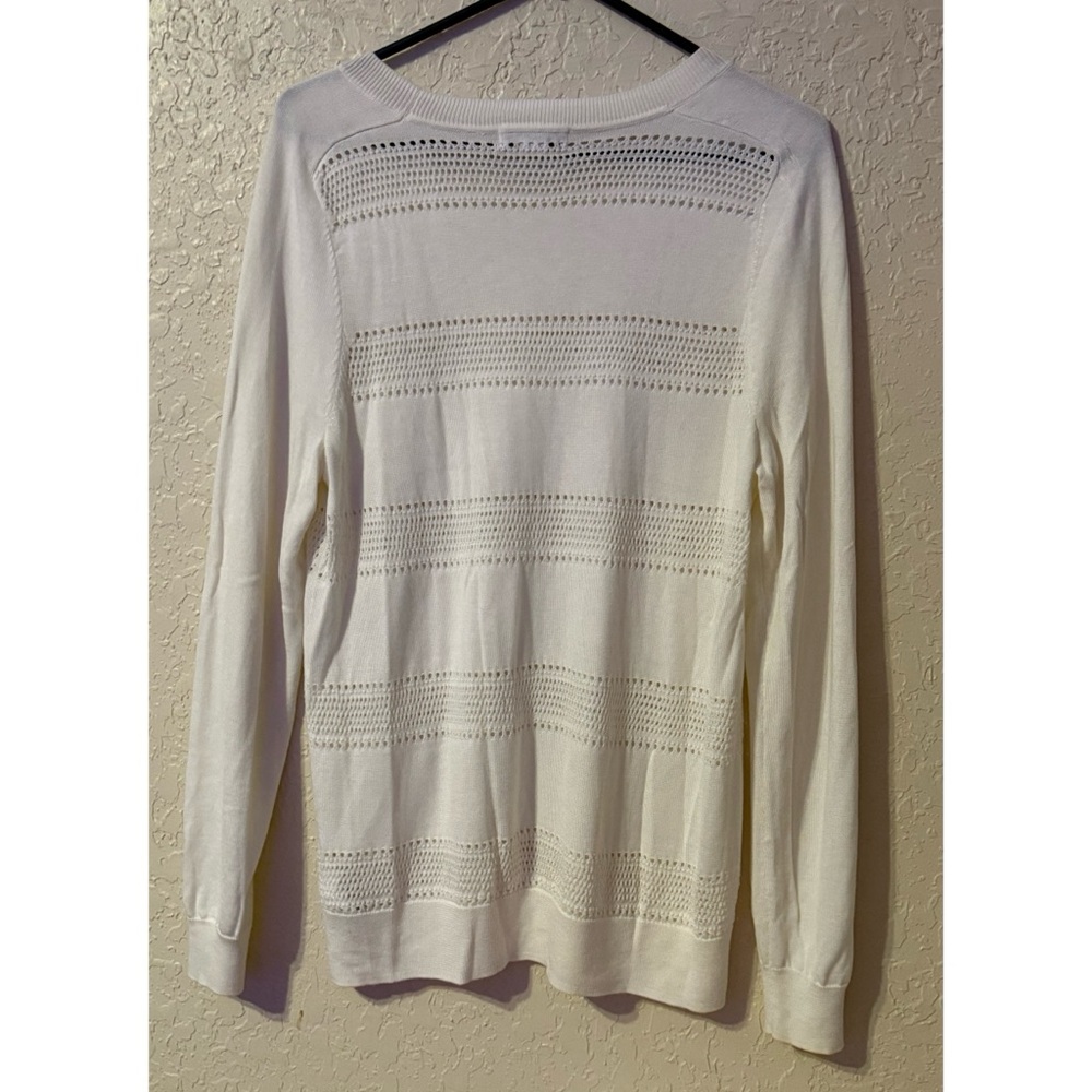 Athleta Elegant Cream Knit Sweater Long Sleeves Lightweight Size L - Picture 2 of 7